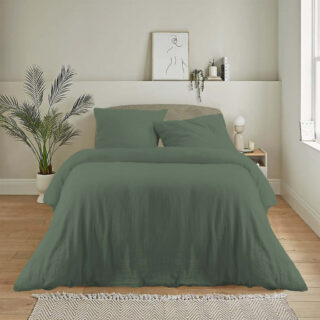Drap housse uni en 100% double-gaze de coton