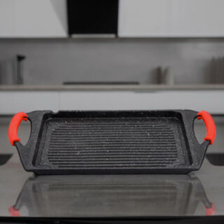 Plancha 47 cm effet pierre à revêtement antiadhésif de marque Satoshi